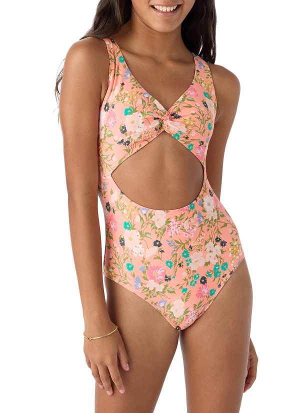 O Neill Girls  Kelly Floral Twisted One Piece Swimsuit (Big Kid) Discount